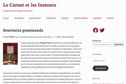 Souvenirs gourmands, Le Carnet et les Instants, 01.01.2021
